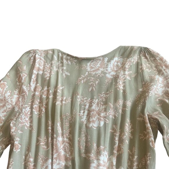 Kivari Tie Front Long Sleeve Mini Dress Flowy Floral Print Size Small Women's - Picture 9 of 14